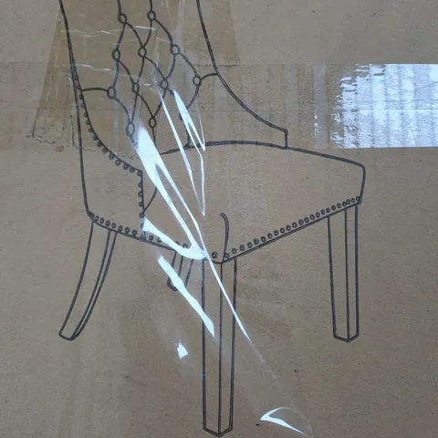 BOXED PAIR OF WARWICK VELVET DINING CHAIRS - GREY/CHROME (1 BOX)