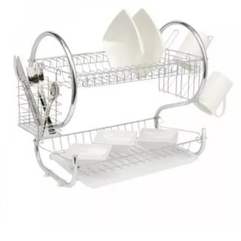 BOXED NEO WHITE 2 TIER CHROME PLATE DISH DRAINER (1 BOX)