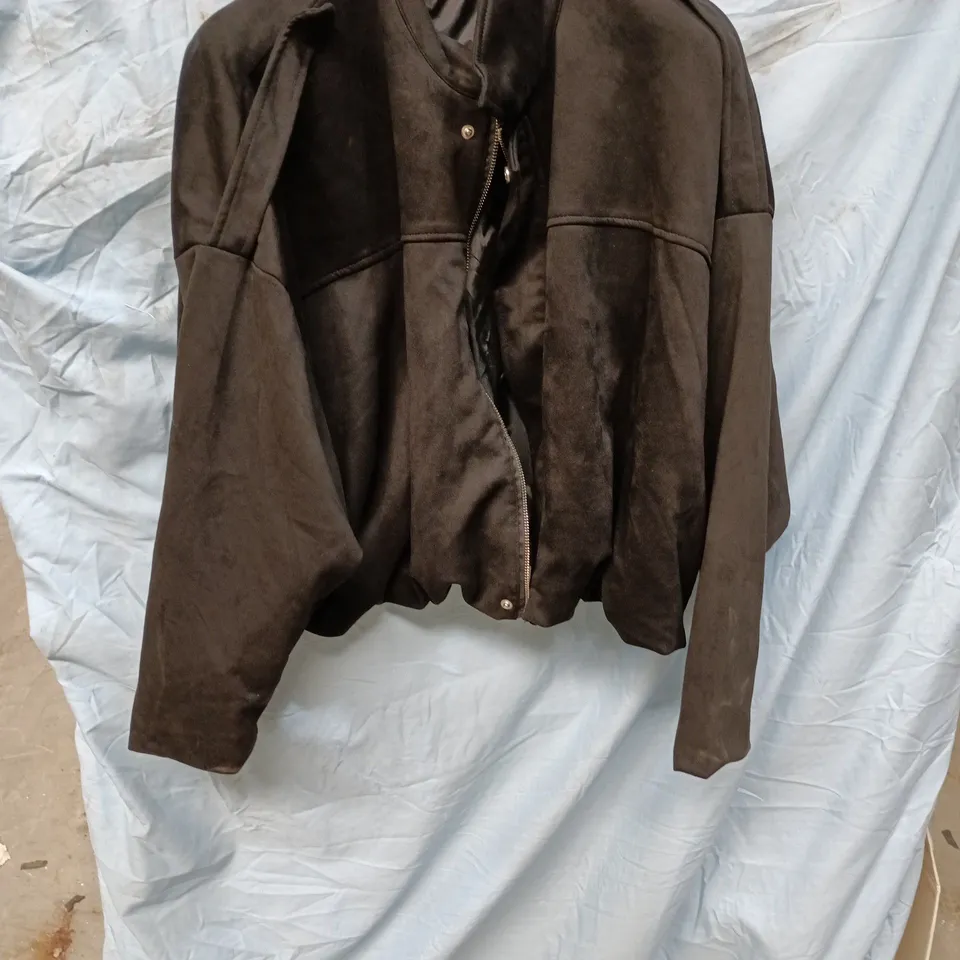 MEN'S BROWN SUEDE BOMBER JACKET – UK SIZE L