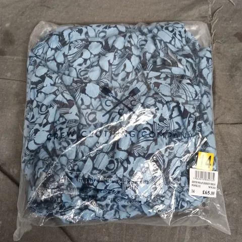 BAGGED CREW CLOTHING COMPANY WOMEN'S WRAP JERSEY DRESS – UK 14 – BLUE FLORAL