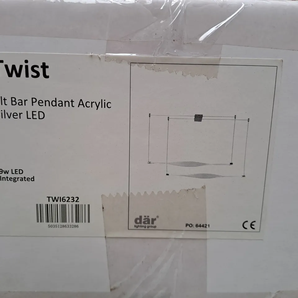 2LT BAR PENDANT ACRYLIC SILVER BAR 