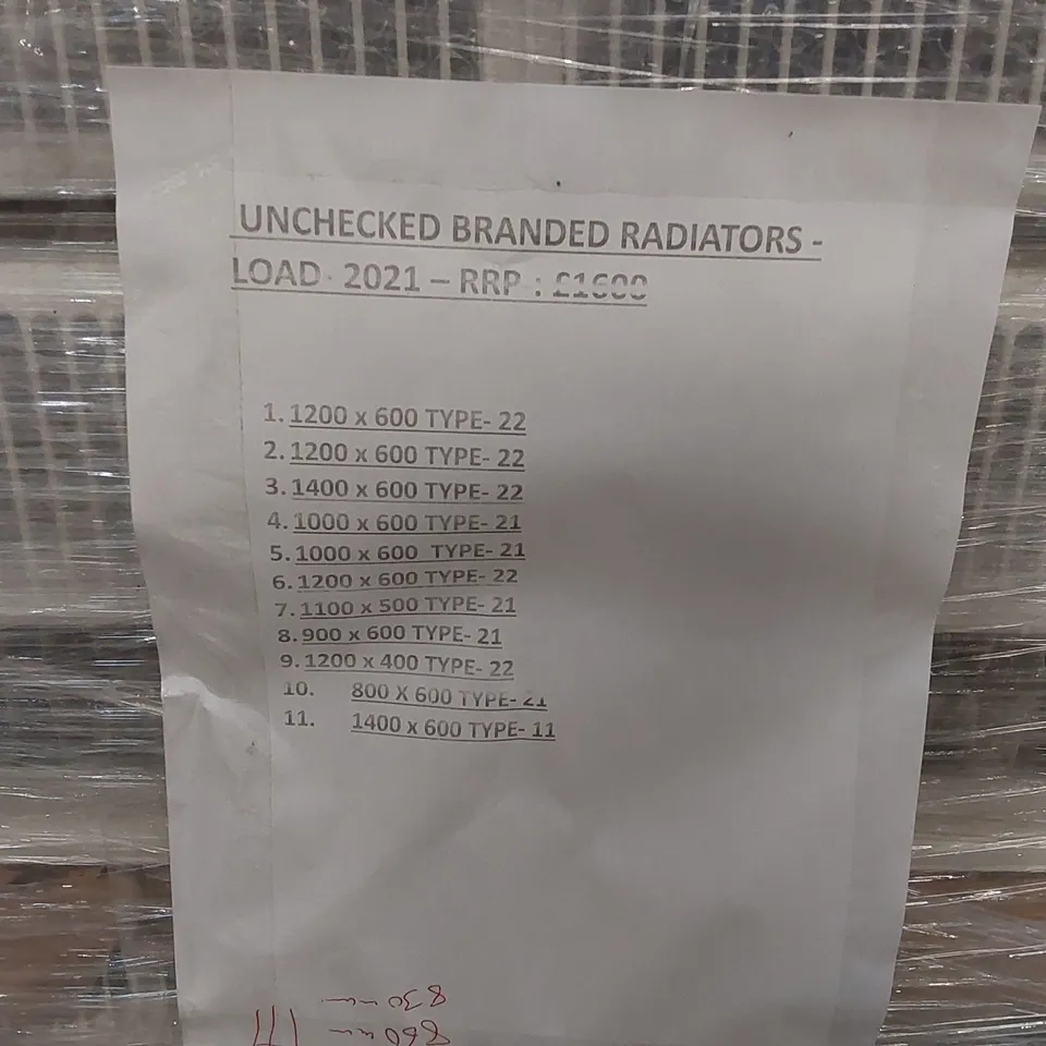 PALLET OF ASSORTED UNCHECKED RADIATORS