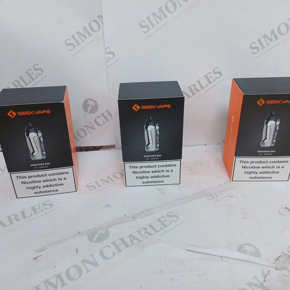 LOT OF APPROXIMATELY 10 BOXED E-CIGARETTES TO INCLUDE GEEKVAPE S100, HORIZONTECH MAGICO POD KIT, AND GEEKVAPE B60 ETC. 