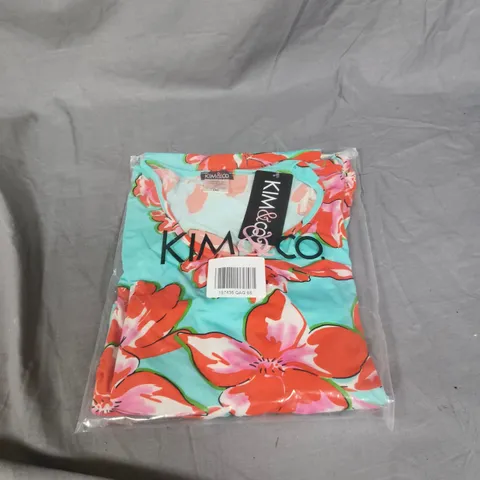 KIM & CO WOMEN'S FLORAL TURQUOISE MULTI-PATTERN GARMENT – SIZE M/M, MADE IN CANADA