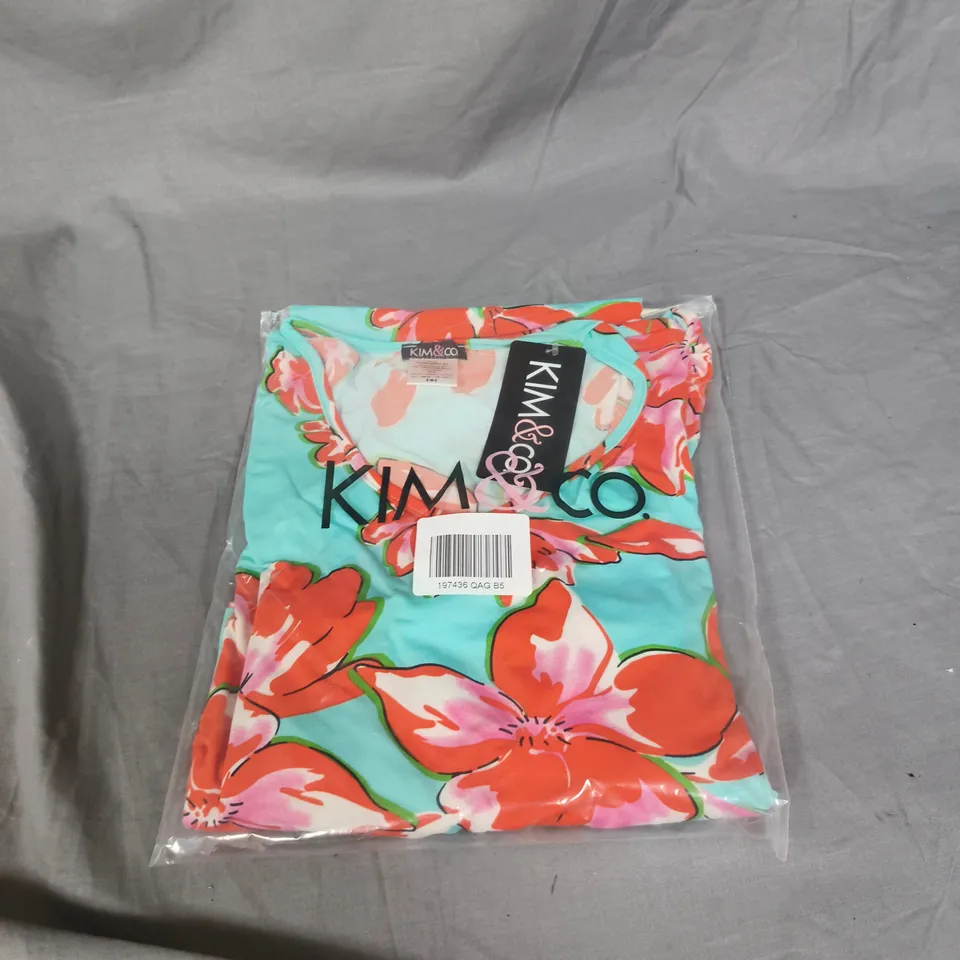 KIM & CO WOMEN'S FLORAL TURQUOISE MULTI-PATTERN GARMENT – SIZE M/M, MADE IN CANADA