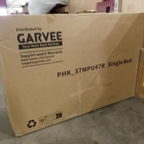 BOXED GARVEE SINGLE BED FRAME - BEIGE (1 BOX)