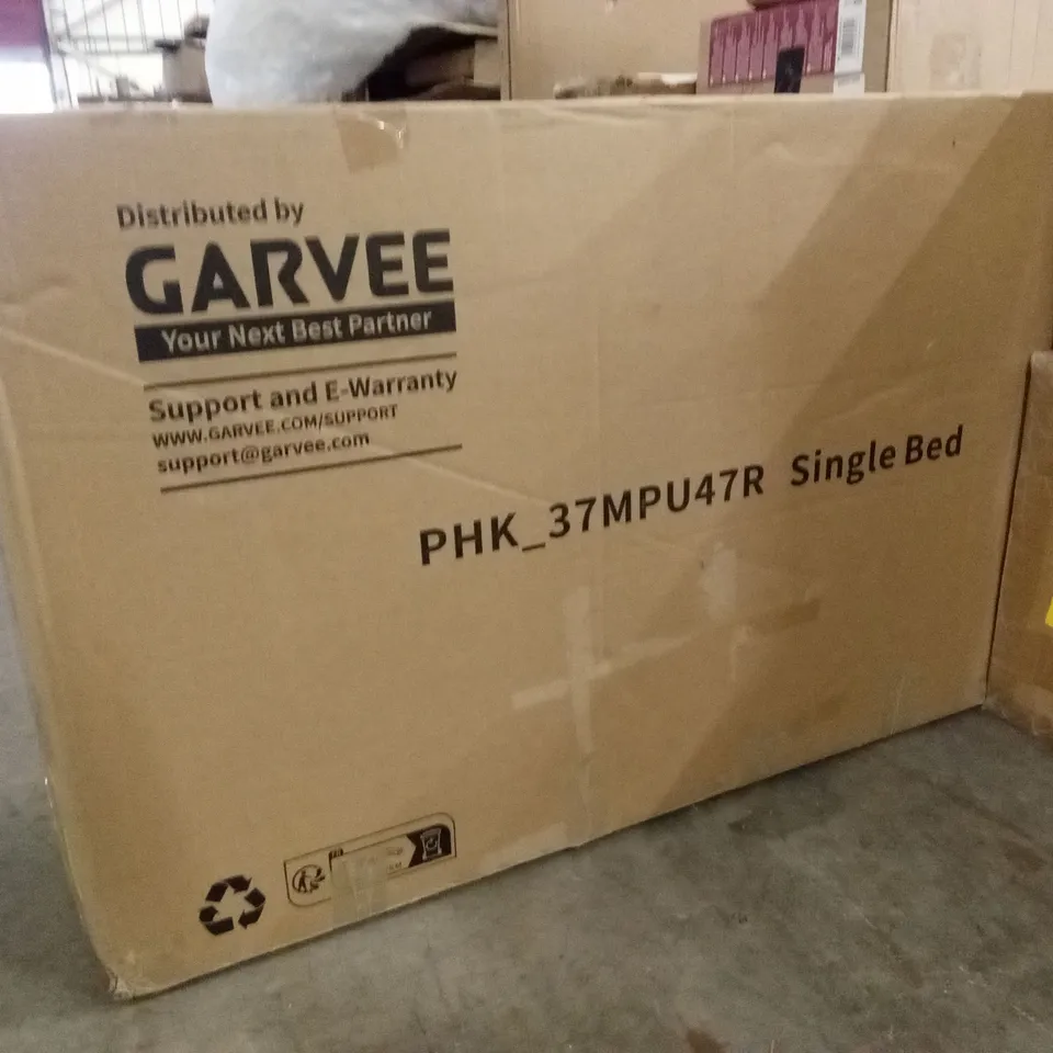 BOXED GARVEE SINGLE BED FRAME - BEIGE (1 BOX)