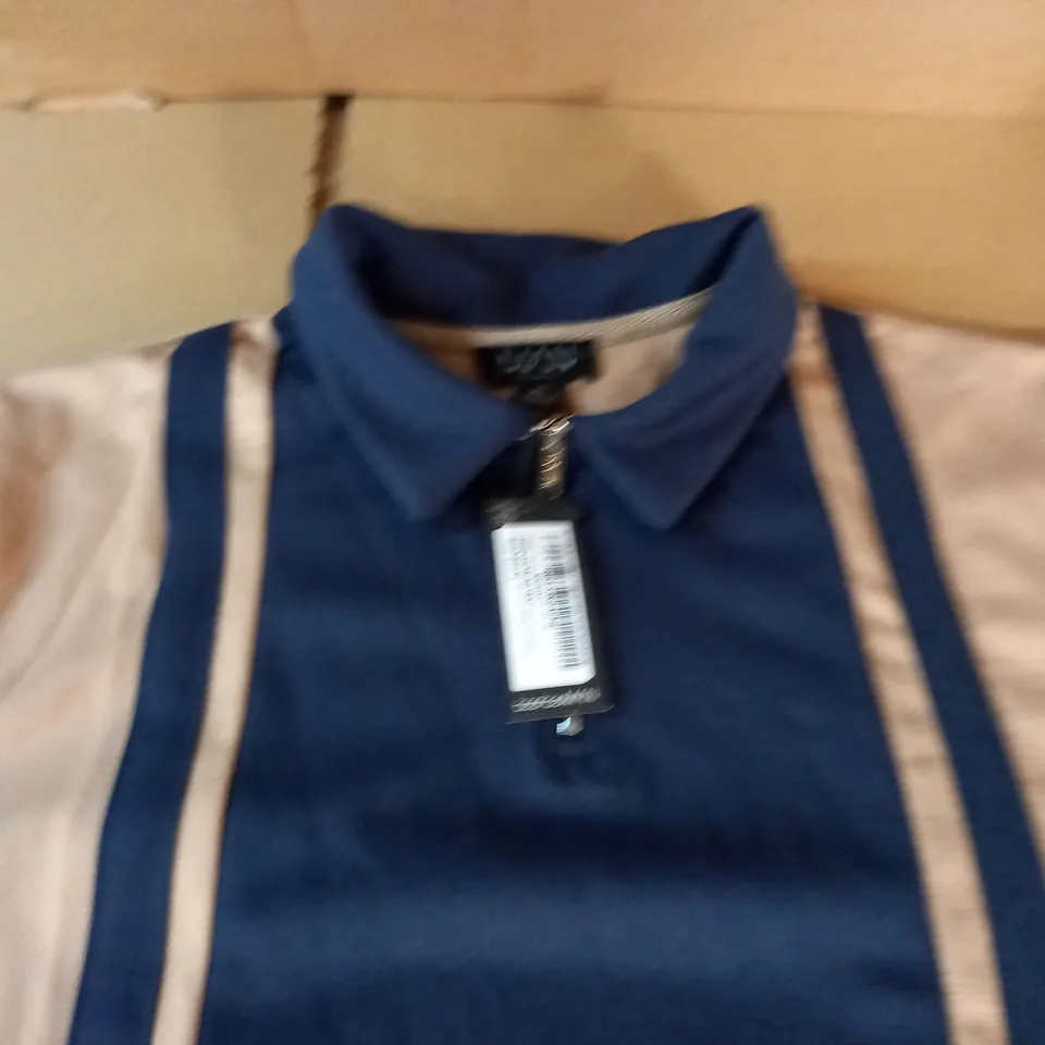 BOOHOO MAN ZIP POLO WITH CONTRAST PANEL  - XL
