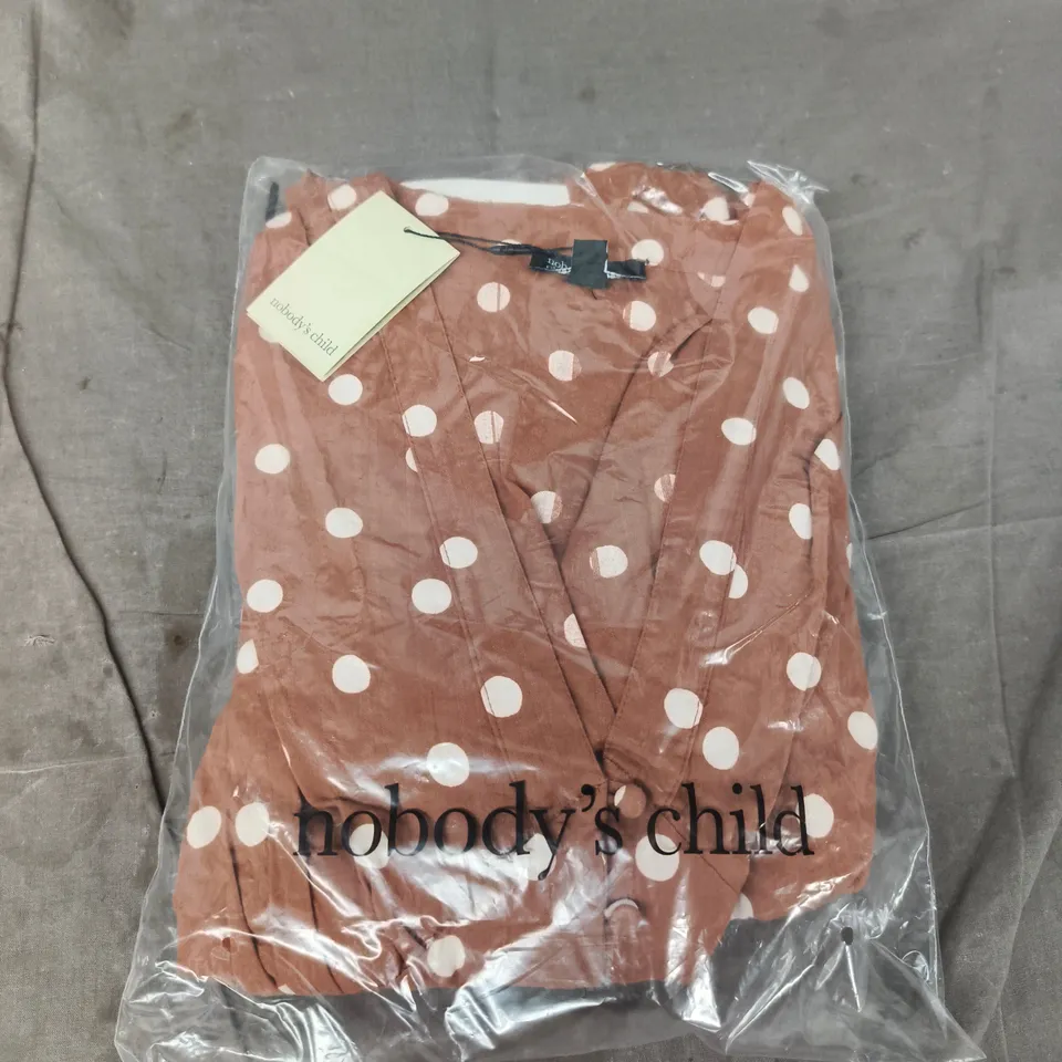 BAGGED NOBODY'S CHILD STARLIGHT MIDI DRESS – BROWN POLKA DOT, UK 10