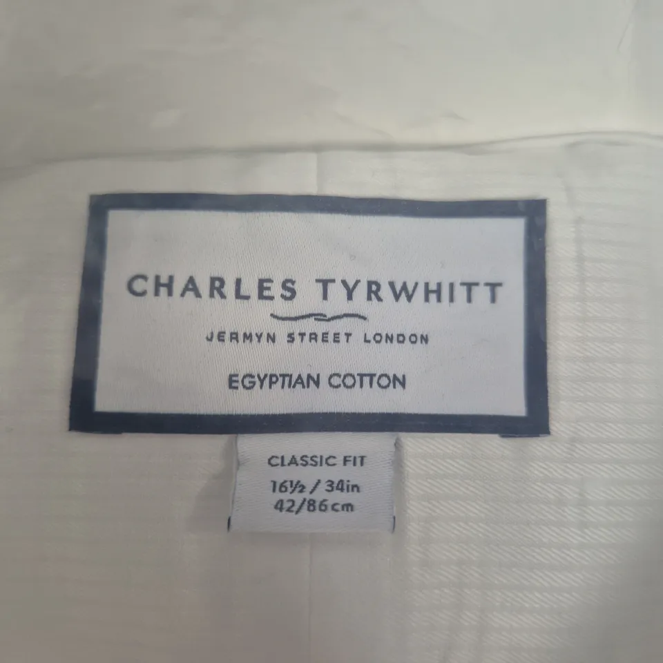 CHARLES TYRWHITT WHITE EGYPTIAN COTTON CLASSIC FIT SHIRT – UK 16.5 COLLAR, 34IN SLEEVE