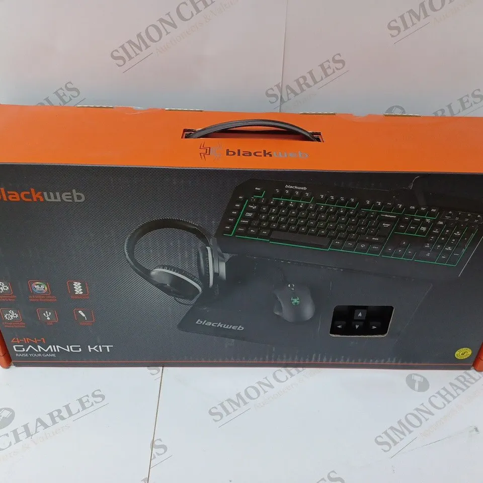 BRAND NEW BOXED BLACKWEB 4 IN 1 GAMING KIT INCLUDING KEYBOARD, MOUSE AND HEADSET