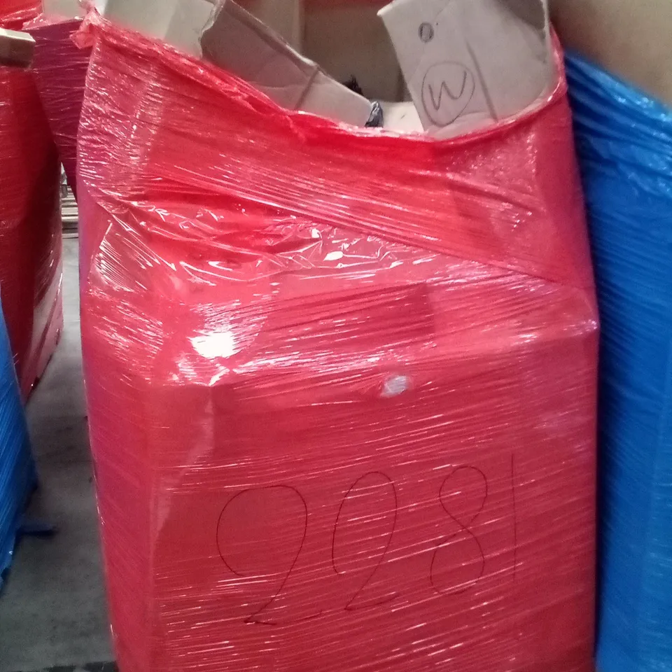 PALLET OF ASSORTED ITEMS INCLUDING OLARHIKE DOUBLE HIGH AIR MATTRESS, WEIGHTED BLANKET, AIR FRYER, TOILET SEAT, GIVE SEAT CUSHION, PVC 3D WALL PANEL