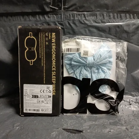 APPROXIMATELY 5 ASSORTED COSMETIC ITEMS TO INCLUDE SLEEP MASK, HAIR BOW, ETC - COLLECTION ONLY