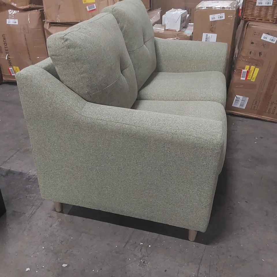 QUALITY DESIGNER ESPITIA 2 SEATER FABRIC UPHOLSTERED SOFA IN SAGE