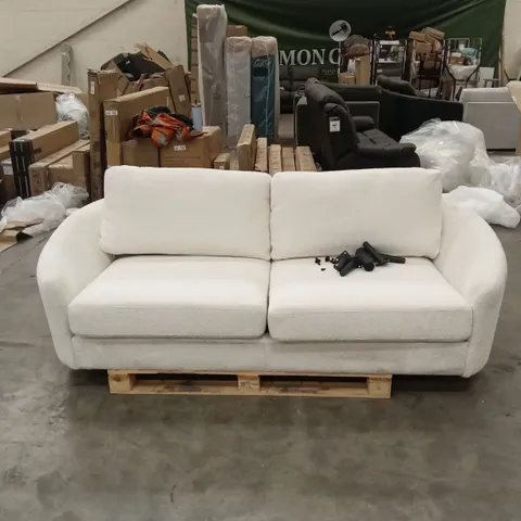 MAE 3 SEATER SOFA, CURVED IVORY BOUCLE FABRIC IVORY