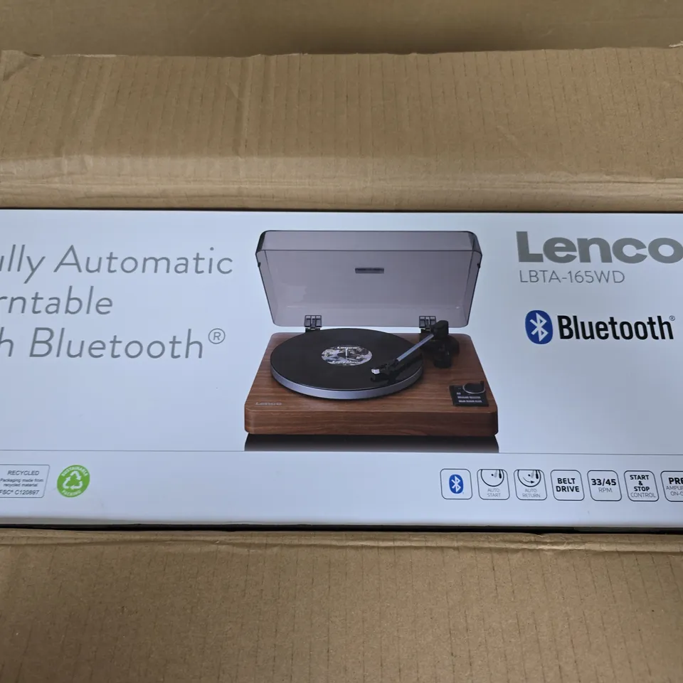 LENCO LBTA-165WD FULLY AUTOMATIC TURNTABLE WITH BLUETOOTH – BOXED
