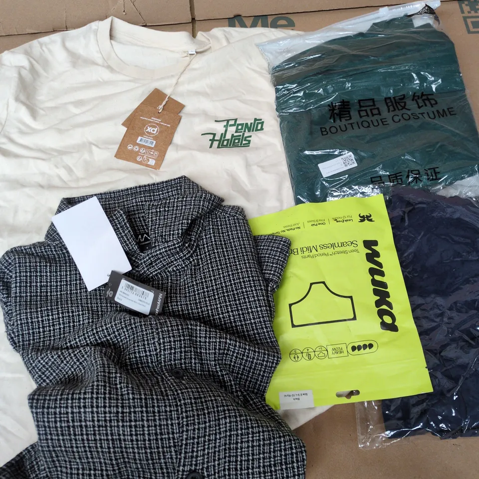 APPROXIMATELY 30 ASSORTED CLOTHING ITEMS IN VARIOUS SIZES, STYLES & COLOURS TO INCLUDE BRANDS SUCH AS BOOHOOMAN, IQONIQ, WUKA, ETC - COLLECTION ONLY