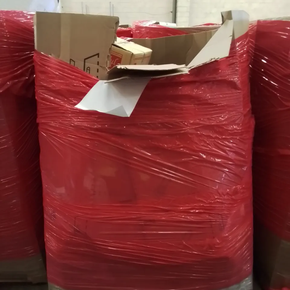 PALLET OF ASSORTED HOUSEHOLD ITEMS TO INCLUDE, AIR PURIFIER, TOILET SEAT, COFFEE MACHINE, KEYBOARD AND DEWALT