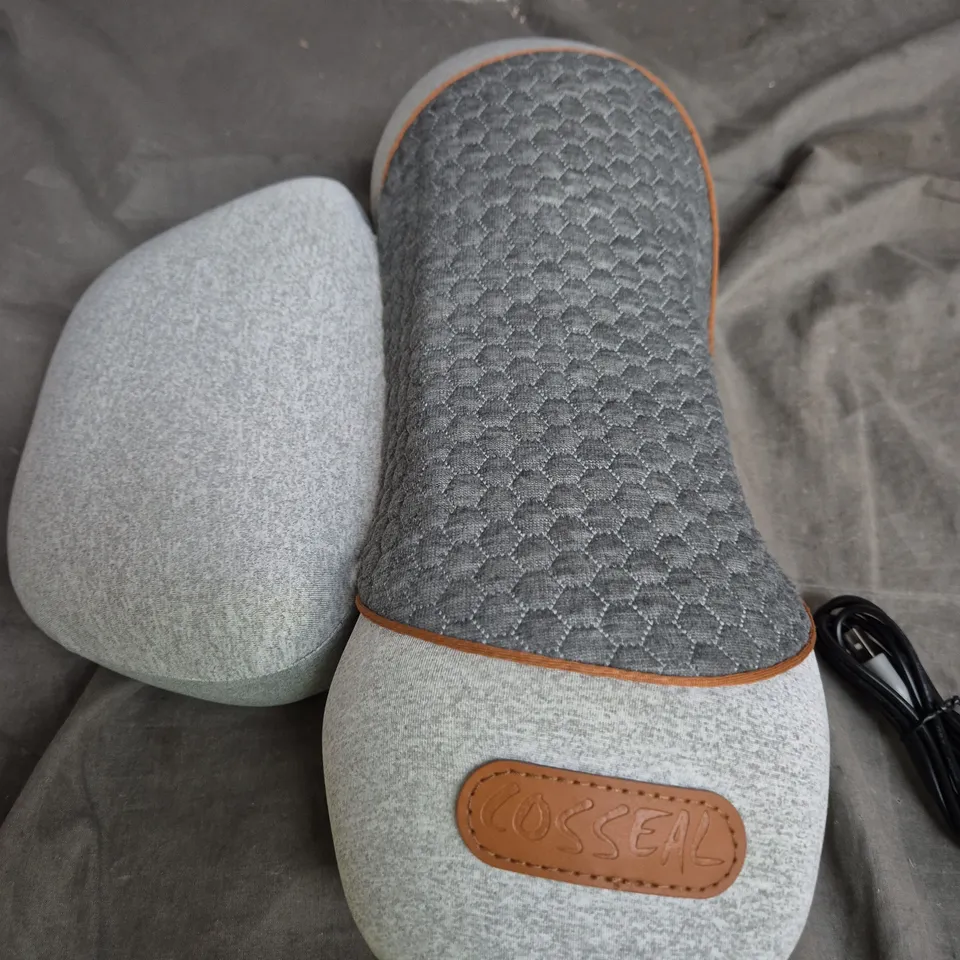 COSSEAL MASSAGE CUSHION USB POWERED – GREY HEX QUILT WITH LEATHER PATCH 