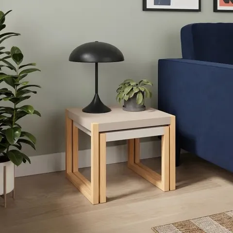 BOXED ARNIE NEST OF SIDE TABLES - STONE/MUSHROOM (1 BOX)