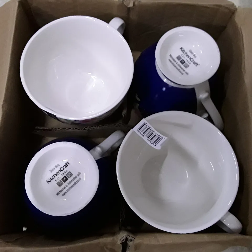 BOXED BLUE FLORAL BONE CHINA CUP (SET OF 4)