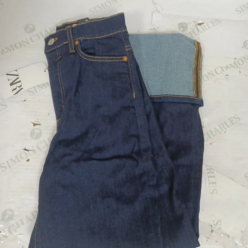 ZARA HIGH RISE STRAIGHT CROPPED JEAN IN DARK BLUE DENIM SIZE 8