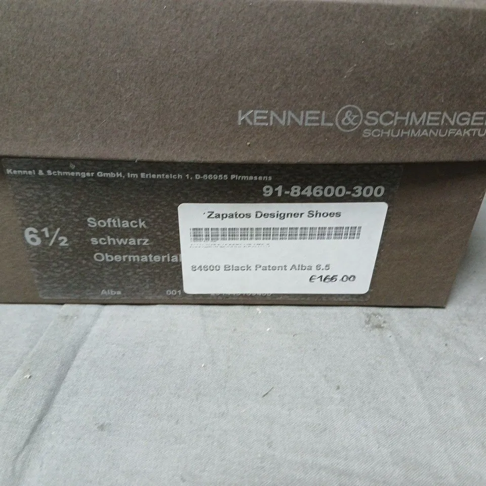 KENNEL & SCHMENGER BLACK PATENT LEATHER HIGH-HEELED PUMPS – BOXED SIZE 6.5