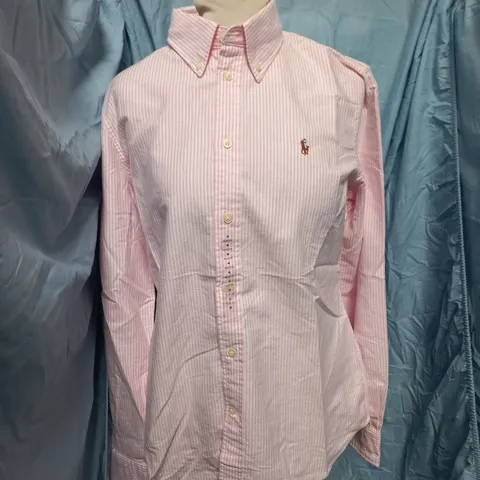 RALPH LAUREN POLO SHIRT – PINK STRIPE, SLIM FIT, UK M