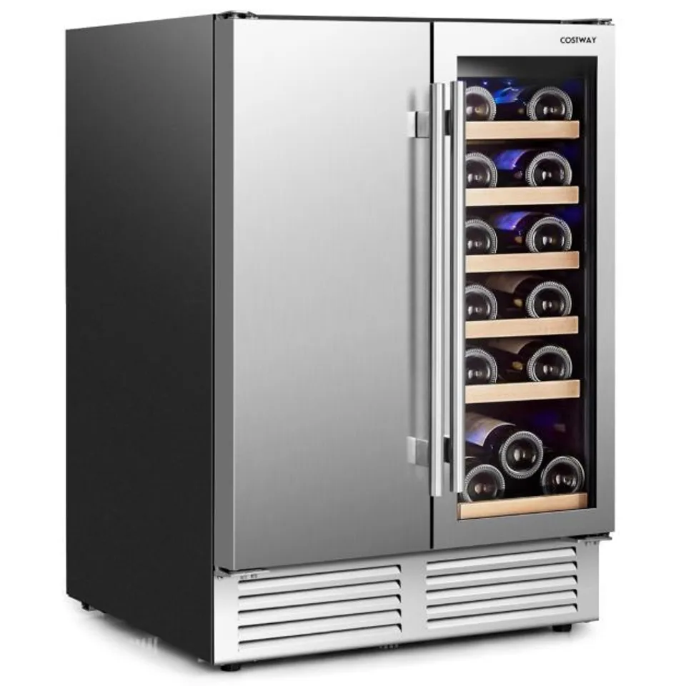 BOXED 2-IN-1 BEVERAGE AND WINE COOLER WITH POWERFUL COMPRESSOR - SILVER