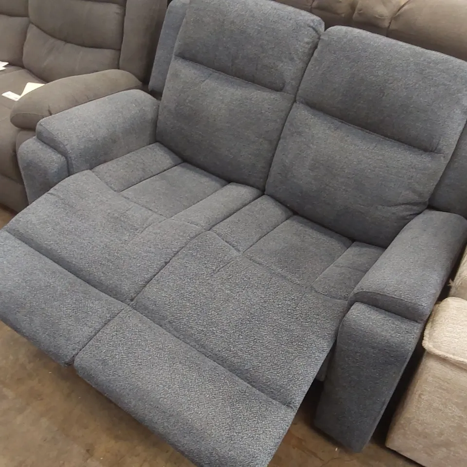 QUALITY DESIGNER 2 SEATER CHUNKY WEAVE FABRIC UPHOLSTERED MANUAL RECLINING SOFA
