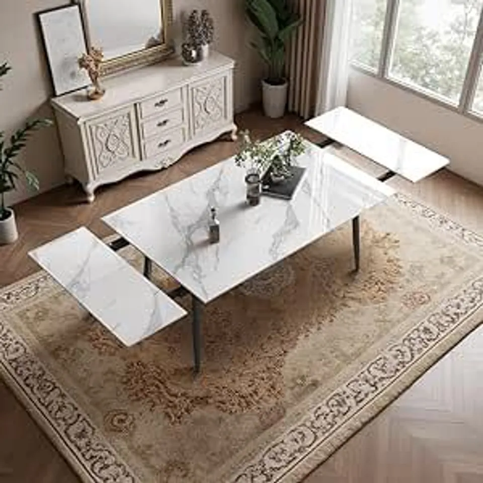 BOXED MODERN EXTENDABLE DINING TABLE 