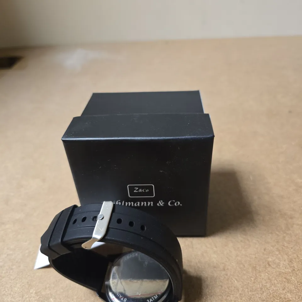 ZIHLMANN & CO. WRISTWATCH – BLACK DIAL, BLACK STRAP, BOXED