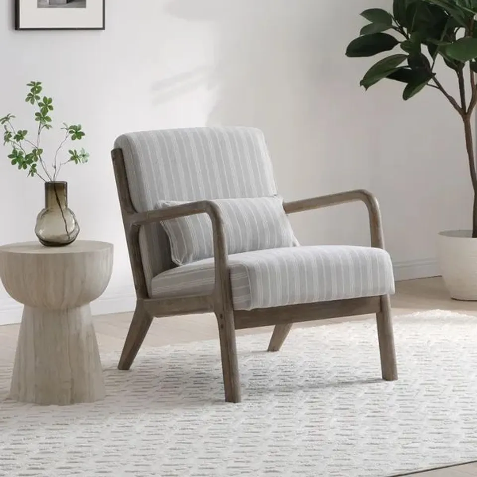 BOXED KHALI NATURAL STRIPED CHENILLE OCCASIONAL CHAIR (1 BOX)