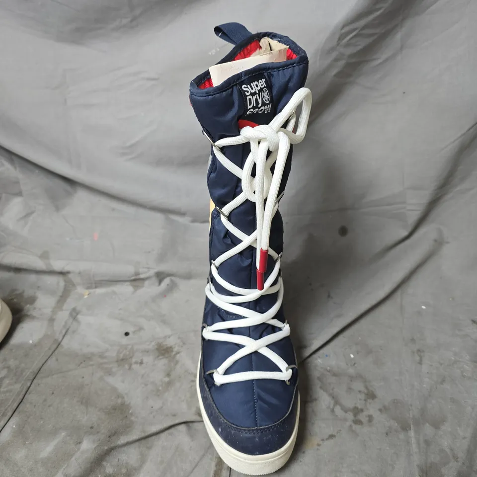 SUPERDRY NAVY HIGH-TOP WINTER BOOTS – WHITE LACES UK 5