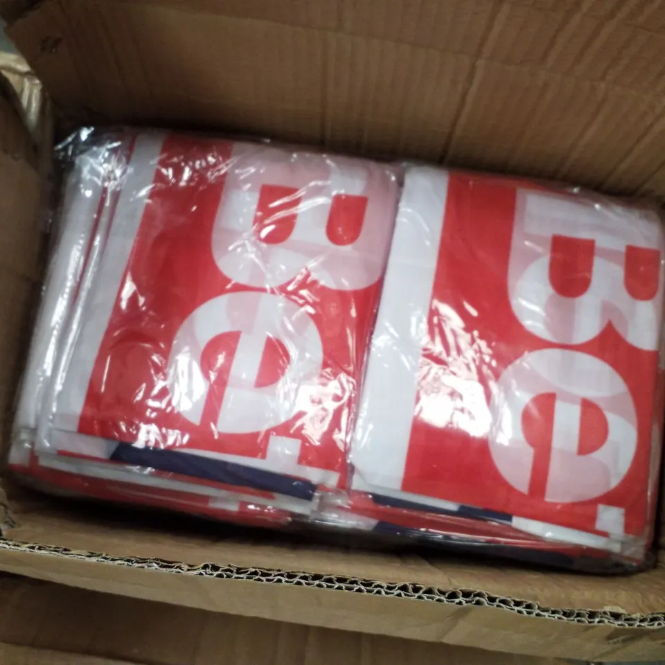 BOX CONTAINING APPROXIMATELY 100 BRAND NEW BETTER TOGETHER UNION FLAGS
