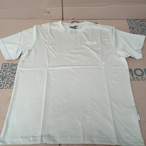 NICCE LONDON RAISED LOGO T-SHIRT IN SAND/BEIGE - UK SIZE L