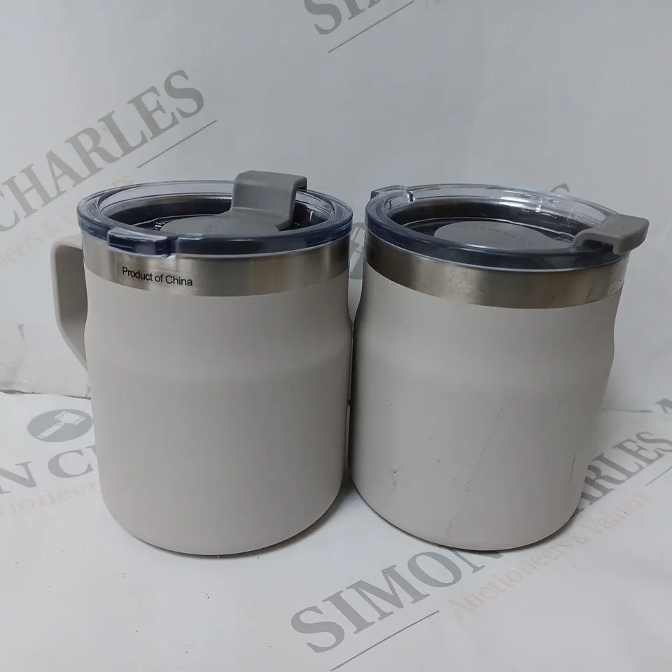 BOXED LOCK & LOCK SET OF INSULATED STAINLESS STEEL MUGS - OFF WHITE