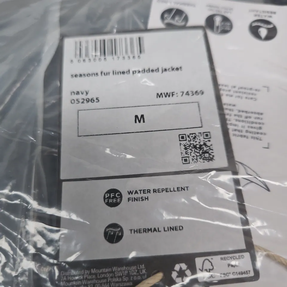 SEASONS FUR-LINED PADDED JACKET, NAVY, SIZE M