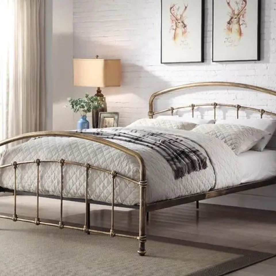 BOXED ALTO METAL BED FRAME IN ANTIQUE BRONZE // SIZE: 5FT KING (2 BOXES)