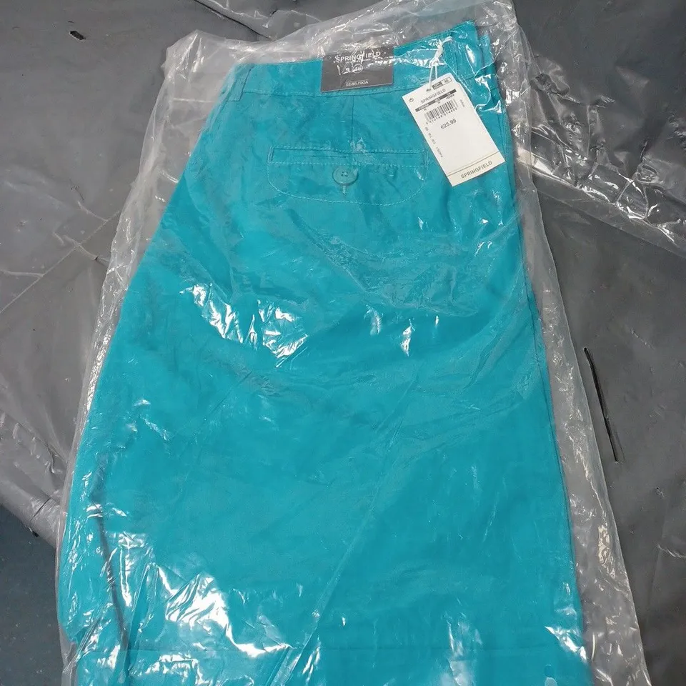 APPROXIMATELY 25 PAIRS OF SPRINGFIELD TROUSERS TEAL ASSORTED SIZES