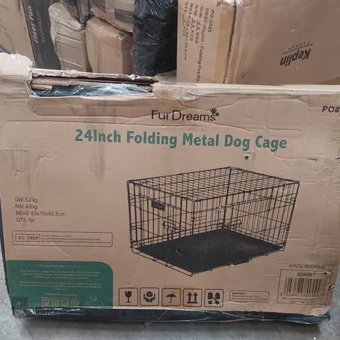 BOXED 24INCH FOLDING METAL DOG CAGE