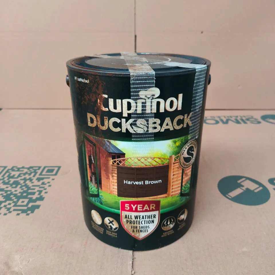 CUPRINOL DUCKSBACK HARVEST BROWN MULTI-SURFACE EXTERIOR SHED & FENCE TREATMENT WOOD PAINT, 5L TIN