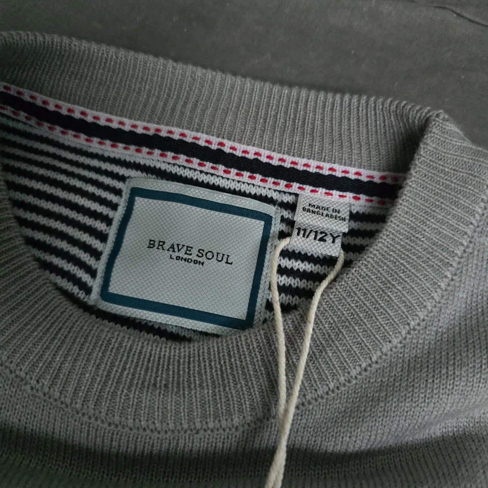 BRAVE SOUL LONDON GREY KNIT JUMPER (11/12Y)
