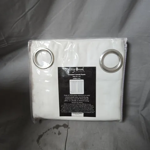 BOX OF APPROXIMATELY 8 X TINY BREAK WHITE GROMMET CURTAIN PANELS – 2-PIECE SET 