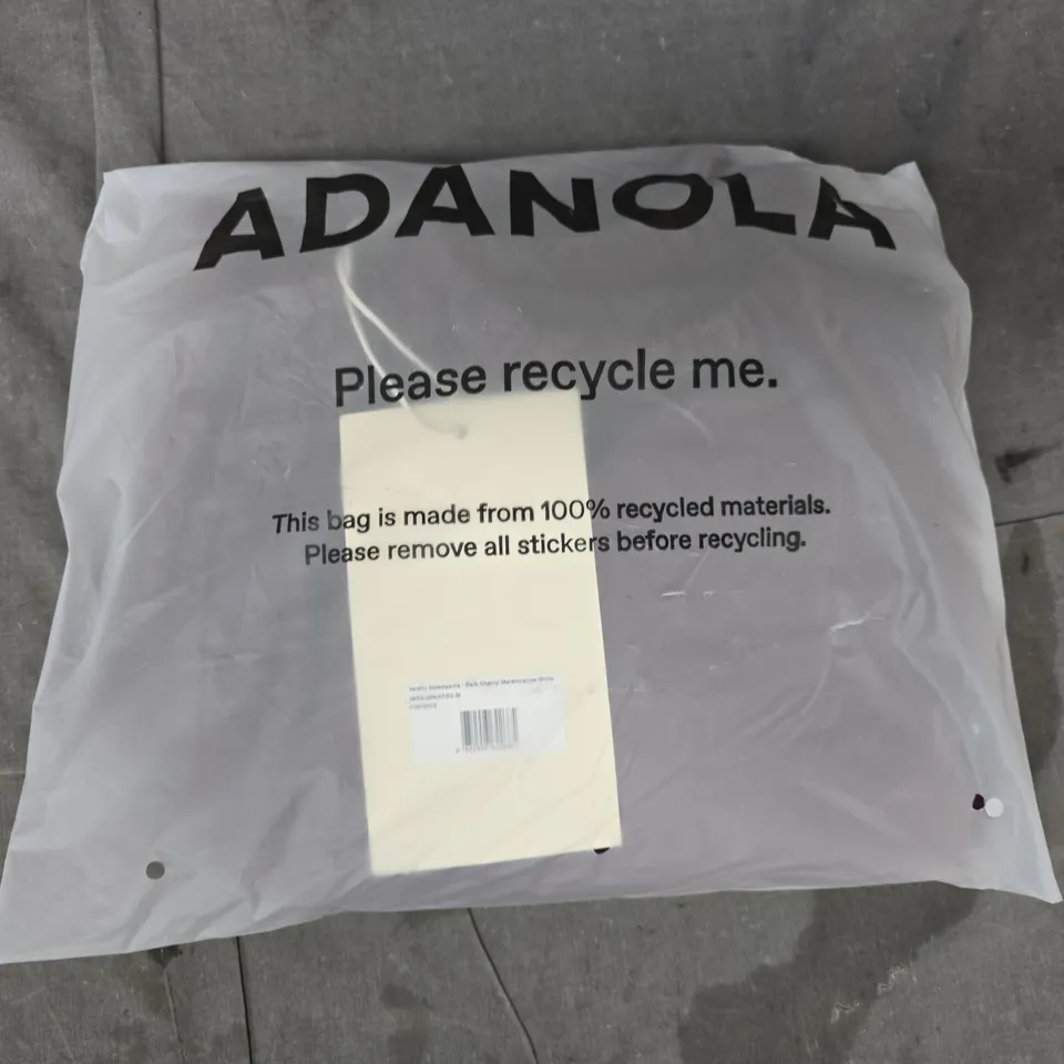 ADANOLA VARSITY SWEATPANTS IN DARK CHERRY/MARSHMALLOW WHITE SIZE MEDIUM