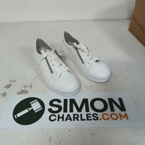 GABOR WHITE LEATHER TRAINERS, ZIP DETAIL β WOMEN'S UK 6.5