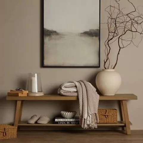 BOXED DUSK ELIZA WOODEN SHELF BENCH - LIGHT WOOD