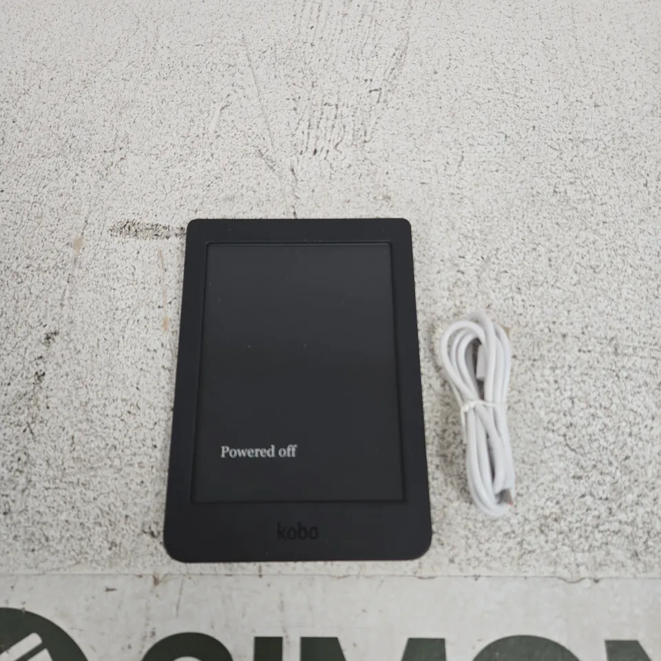 KOBO EREADER – BLACK, POWERED OFF, WITH USB-C CABLE