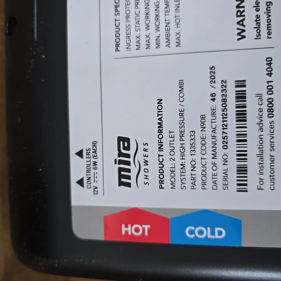 MIRA PLATINUM DIGITAL SHOWER SYSTEM - BOXED