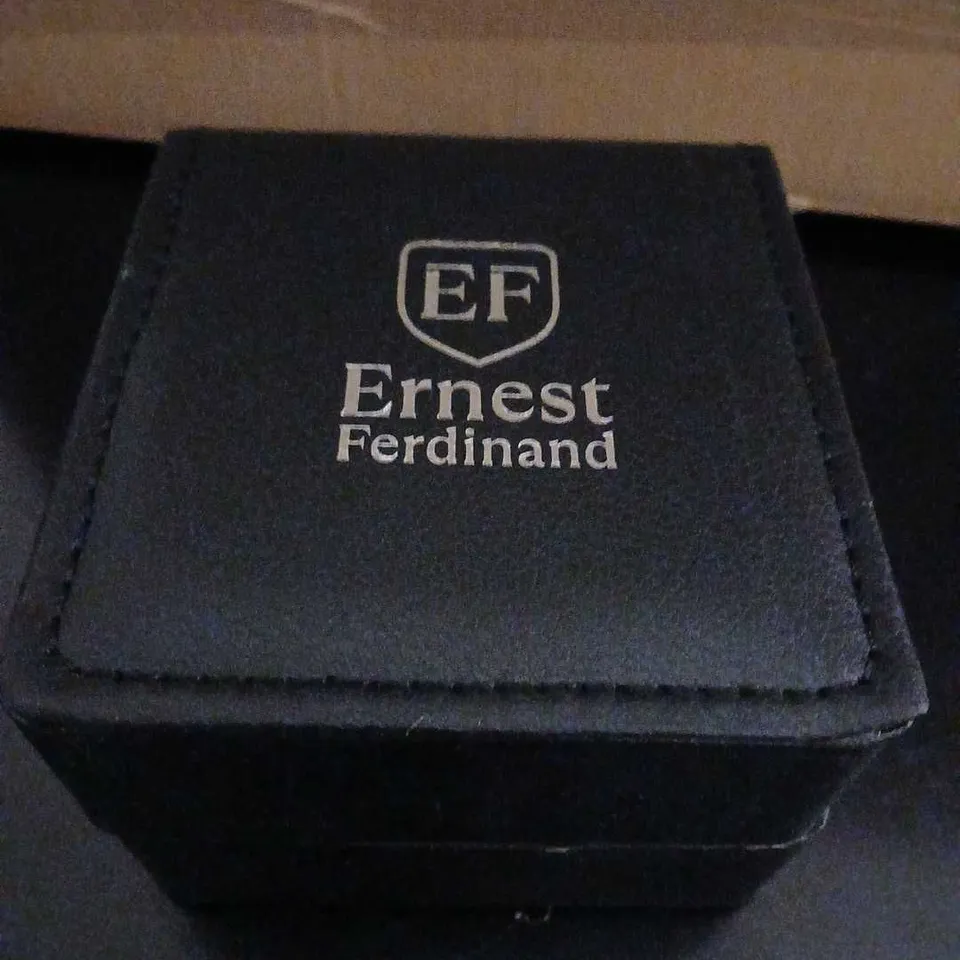 ERNEST FERDINAND EF QUARTZ WRISTWATCH – TWO-TONE CASE, BROWN LEATHER STRAP
